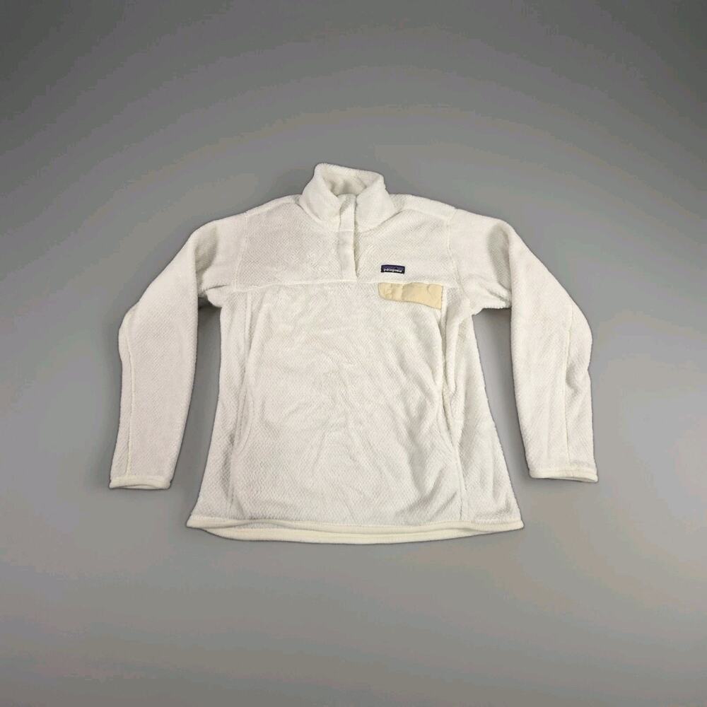 Patagonia Retool Women’s Size L White Snap-T Pullover Fleece Sweater Polartec C4